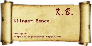 Klinger Bence névjegykártya